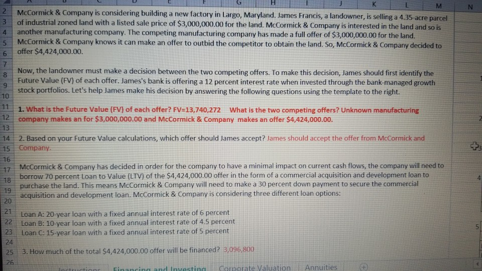 from Project 4, McCormick & Company is considering a project that requires