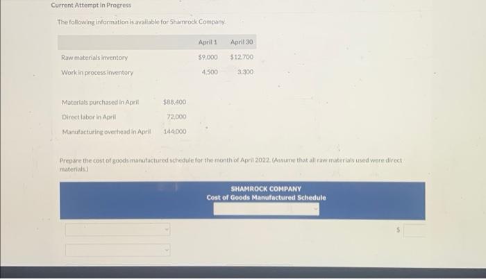  Current Attempt in Progress The following information is available for Shamrock