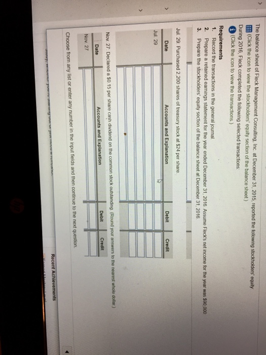 retained earnings statement for the year ended December 31, 2016 Assume Fleck's