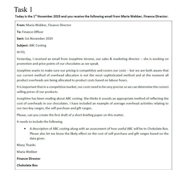 Do anyone know about Chokolate box case? Abc costing Chokolate Box Task