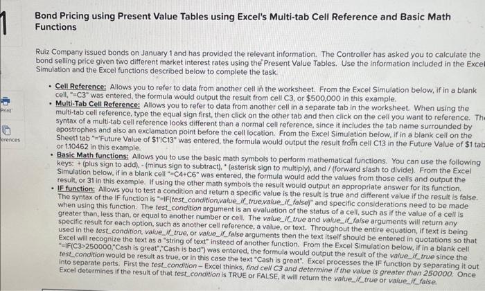  Bond Pricing using Present Value Tables using Excel's Multi-tab Cell Reference