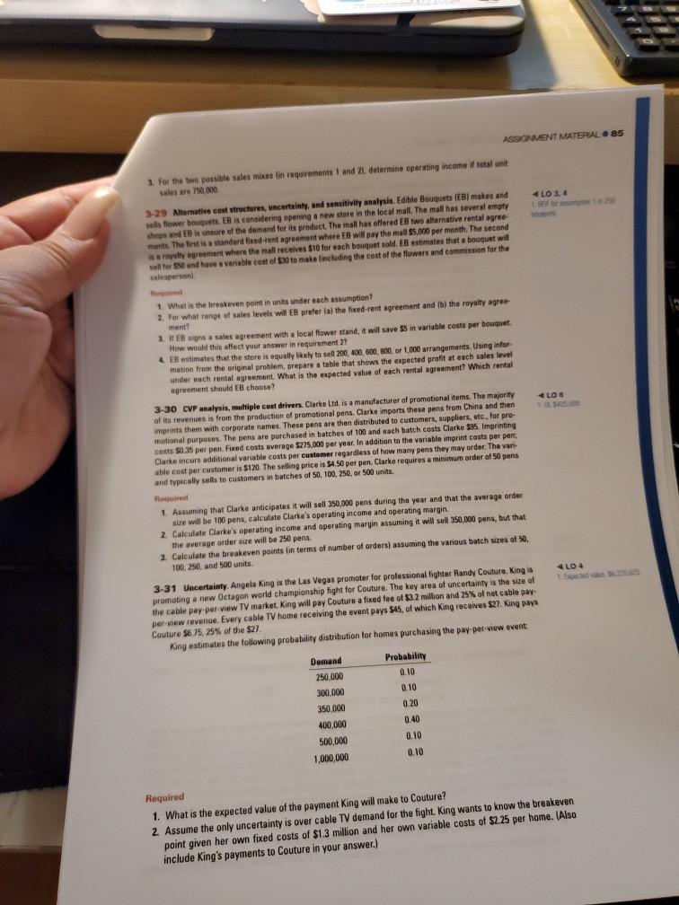 ASSIGNMENT MATERAL O 85 1. For the two possible sales mouet