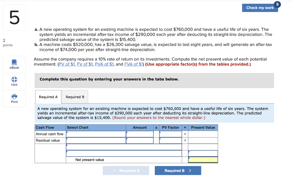 5 Check my work UT 2 points a. A new operating