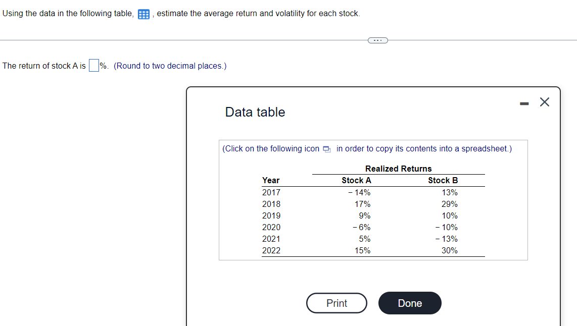  Using the data in the following table, , estimate the average