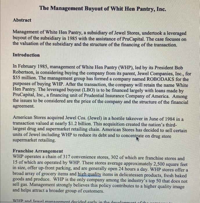  please see the attached photos containing a case study go White