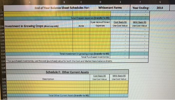 balance sheet for the case form for the year 2014 Inventory of
