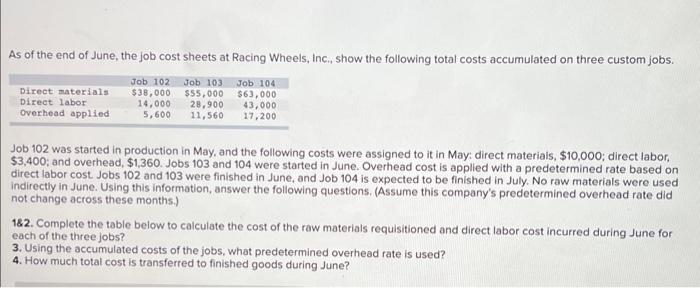  not change across these months.) 1\&2. Complete the table below to