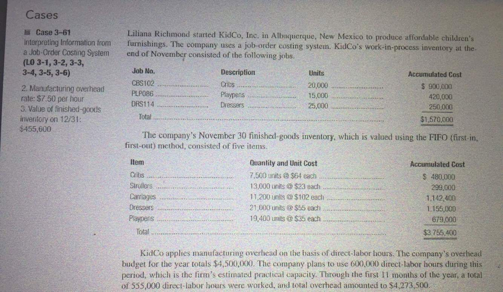  What is the answer or solutions to Chapter 3, Case 3-61