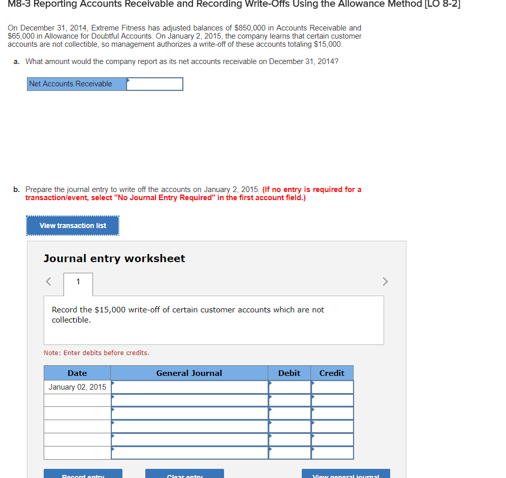M8-3 Reporting Accounts Receivable and Recording Write-Offs Using the Allowance Method