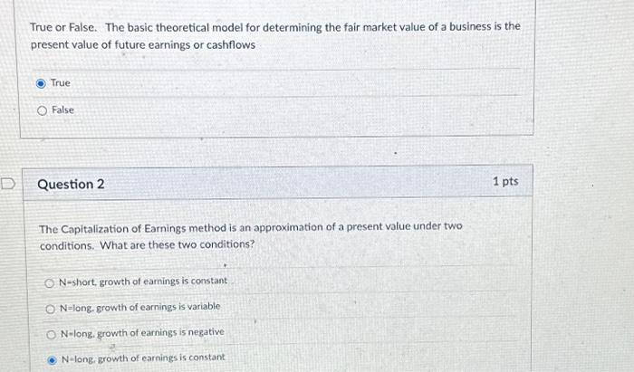  True or False. The basic theoretical model for determining the fair