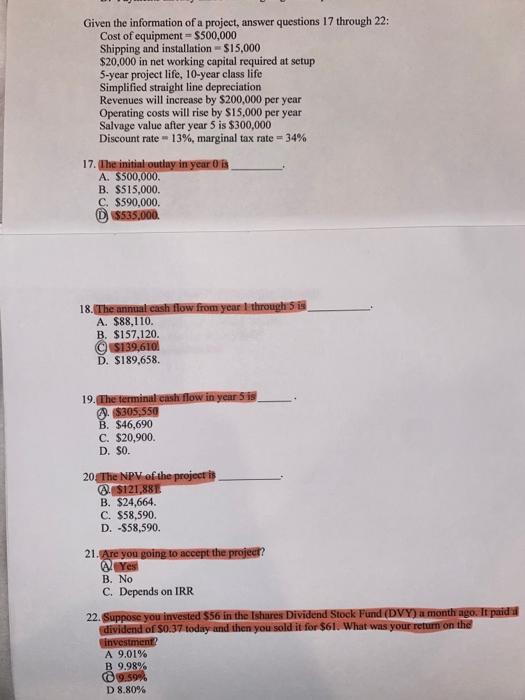 how do i solve these with a financial calculator Given the information