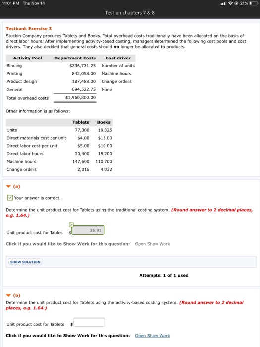  11:01 PM Thu Nov 14 .. @ 21%D Test on chapters