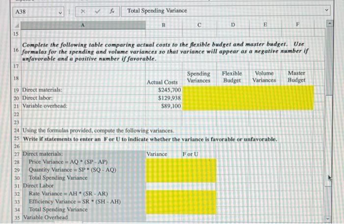AS FORMULAS ? 5 - ta WIB Basic variance analysis for direct