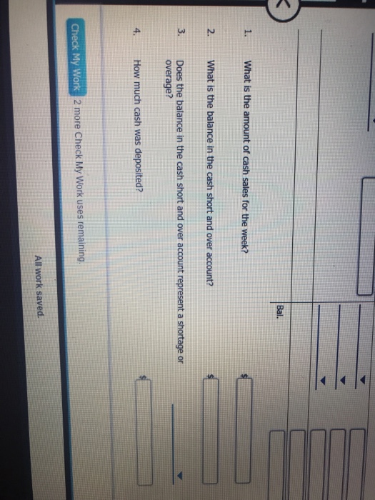 tape to the Cash Short and Over T account. Assume a Date