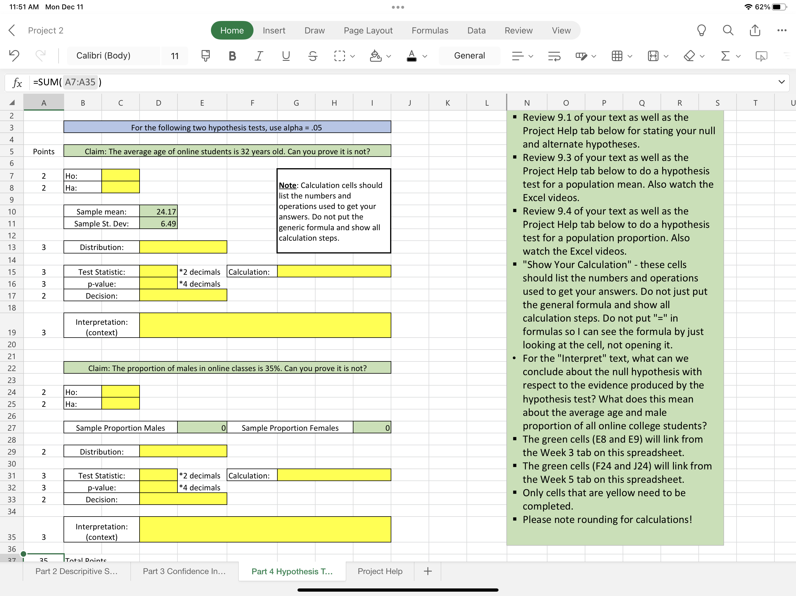 11:51 AM Mon Dec 11 Project 2 620/0 Home Insert Draw Page