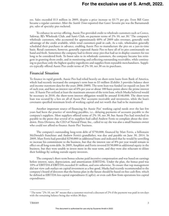 Officer of Aussie Pies, Inc., looked over the term loan agreement he