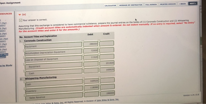 the current year, Coronado Construction trades an old crane that has a