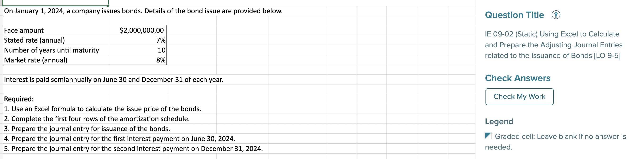  luestion Title (1) 09-02 (Static) Using Excel to Calculate d Prepare