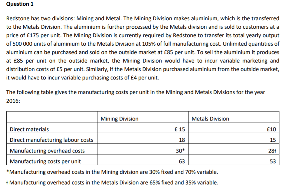  Question - as per requirements in the image Question 1 Redstone