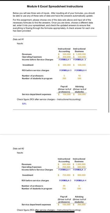  Module 6 Excel Spreadsheet Instructions Below you will seen theen sels