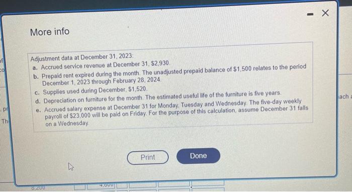 need help with with all this More info Adjustment data at December