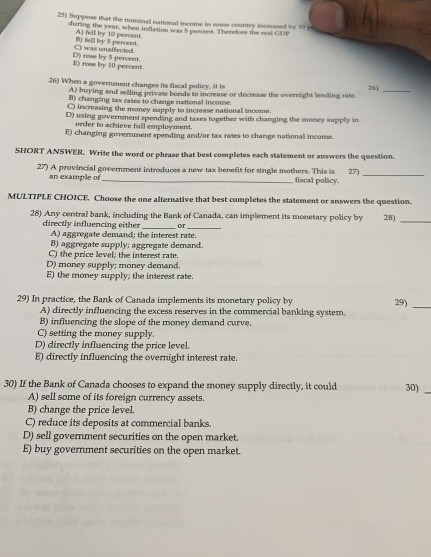 or answers the question. 21) 21) "Demand-pull inflation" refers to A) any