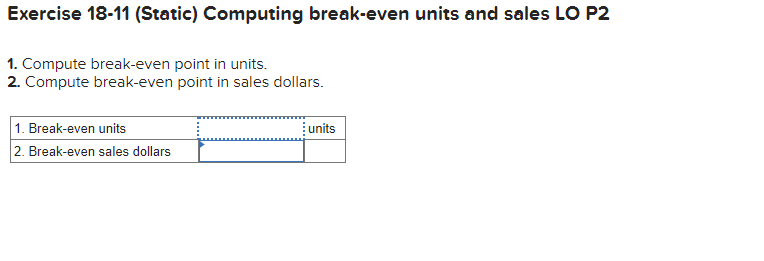 Use the following information for the Exercises below. (Static) Skip to question