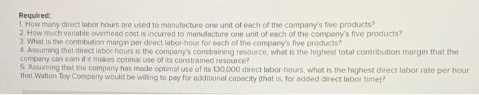 The Walton Toy Company manufactures a line of dolls and a sewing