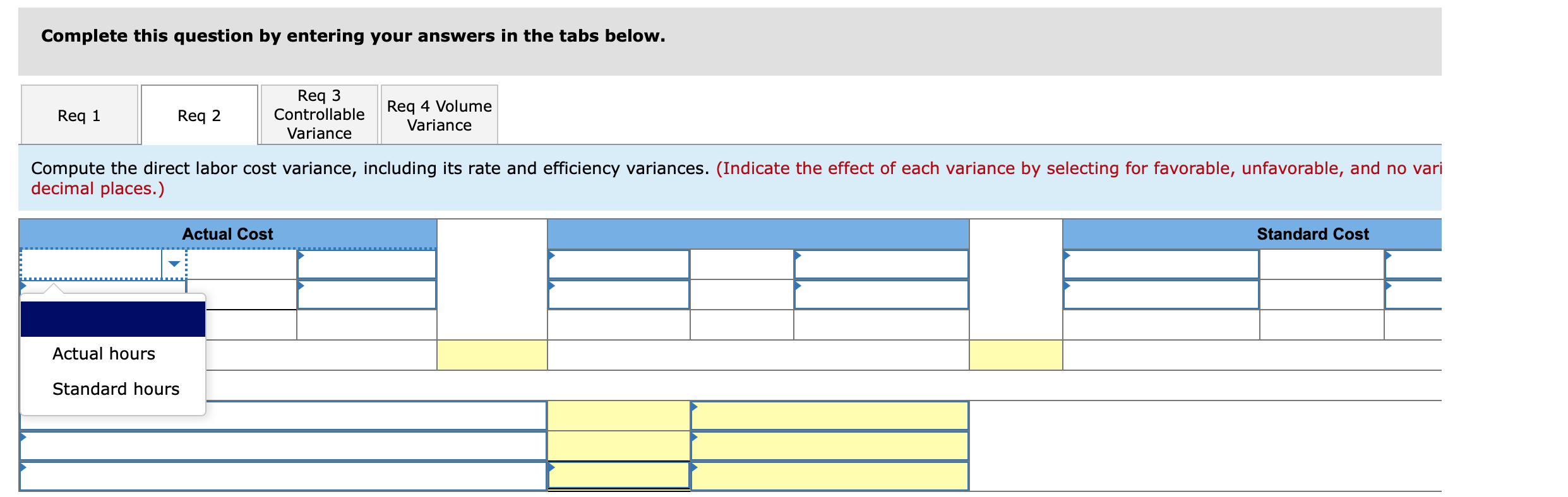 hr.) Factory overhead-Fixed (8 hrs. @ $12 per hr.) Total standard cost