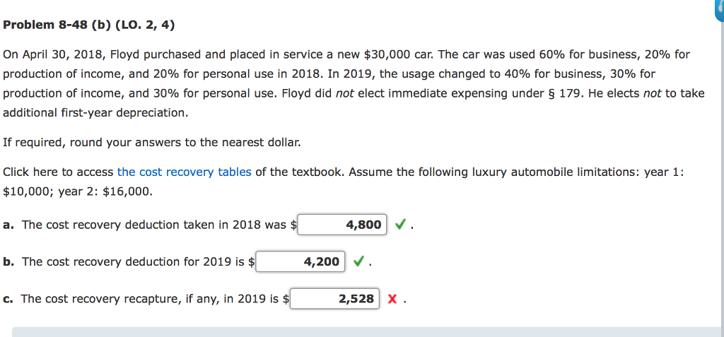  Please help. Problem 8-48 (b) (LO. 2, 4) On April 30,