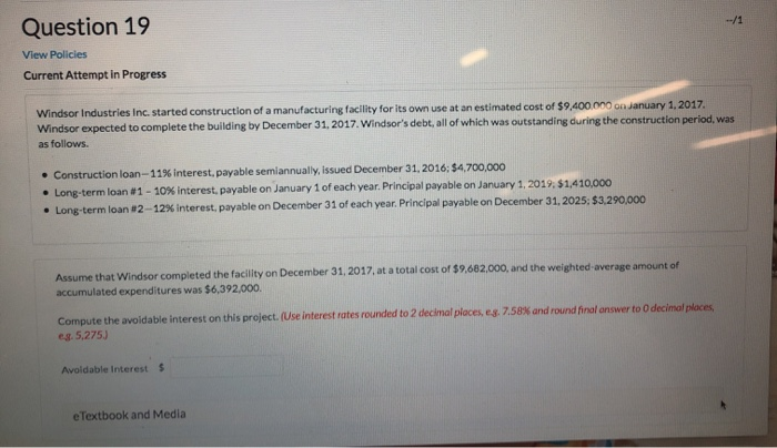  Question 19 View Policies Current Attempt in Progress Windsor Industries Inc.