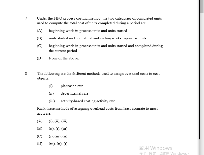  Under the FIFO process costing method, the two categories of completed