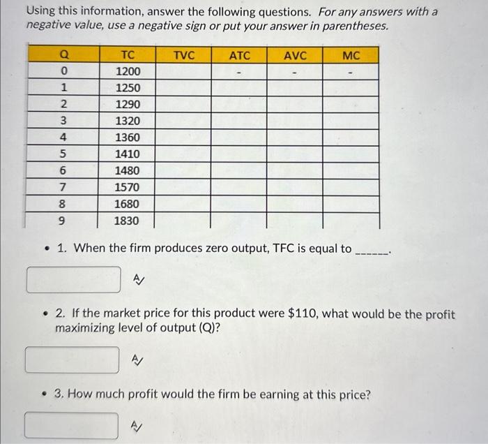 fill in the blanks Using this information, answer the following questions. For