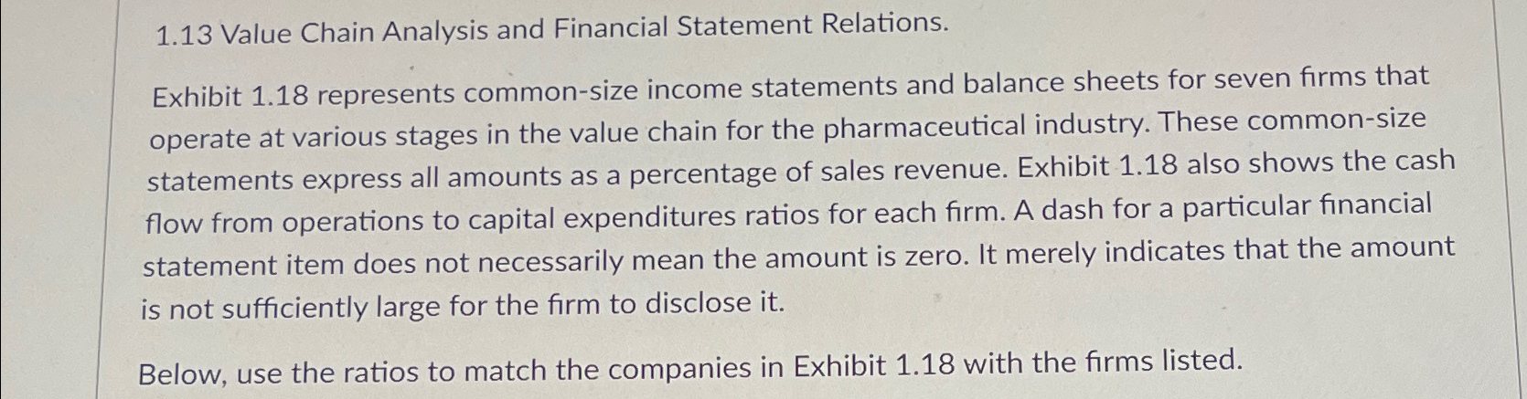  1.13 Value Chain Analysis and Financial Statement Relations. Exhibit 1.18 represents