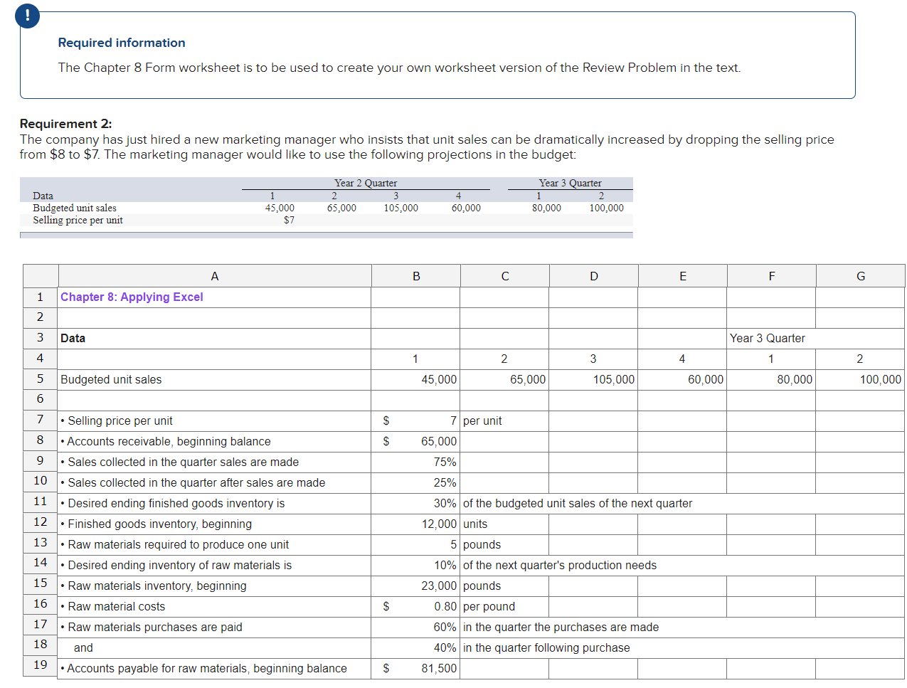 ! Required information The Chapter 8 Form worksheet is to be