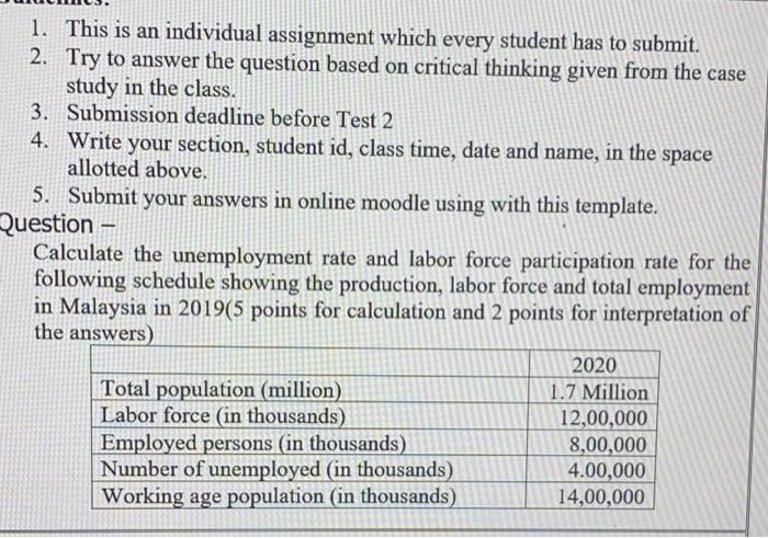 1. This is an individual assignment which every student has to