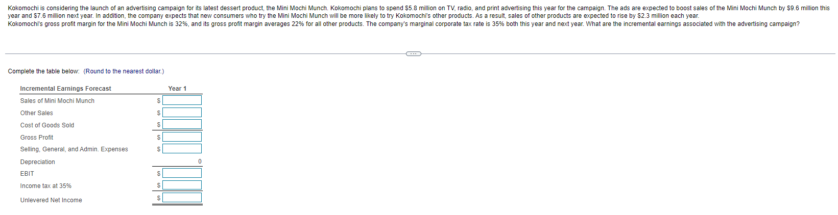 Kokomochi is considering the launch of en advertising campaign for its latest