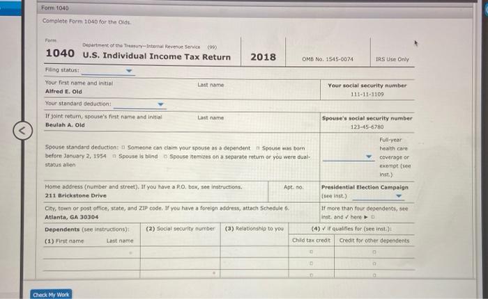 7, 2016. Alfred and Beulah will fie a joint return for 2018.
