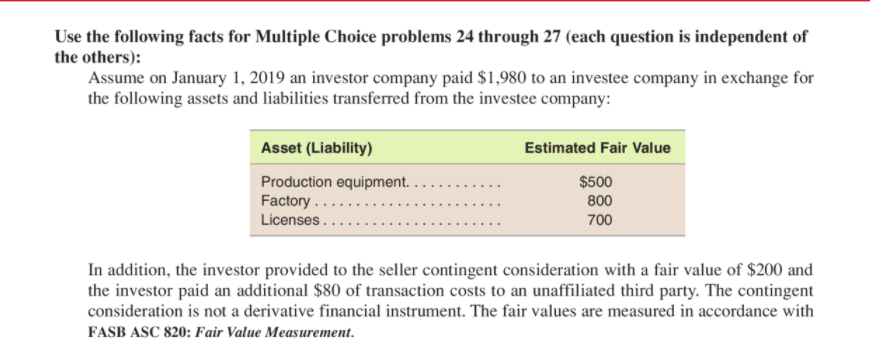 Use the following facts for Multiple Choice problems 24 through 27