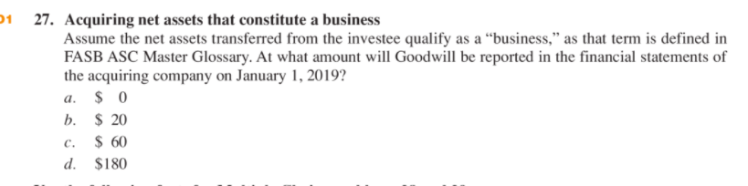 (each question is independent of the others): Assume on January 1, 2019