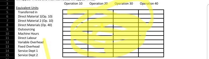 information provided. Only provide detailed solution for operation 10 ONLY. General Product