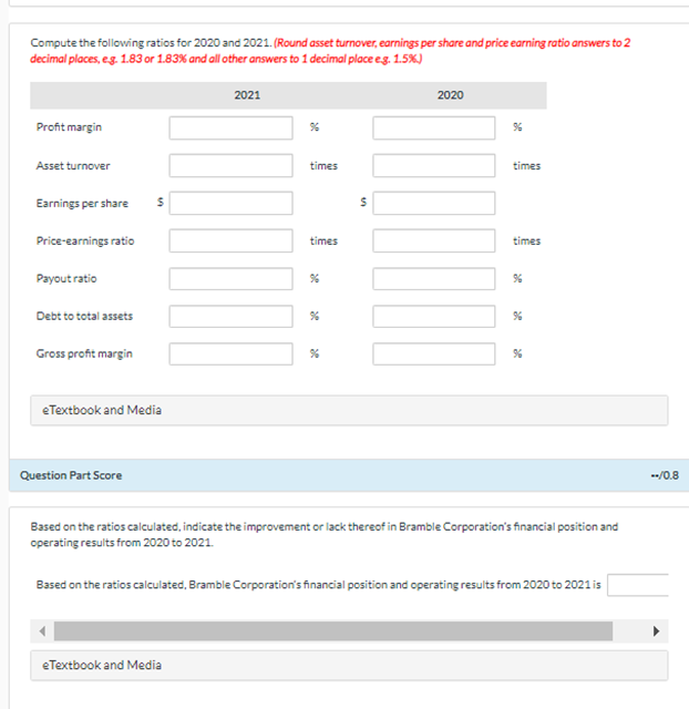 statement data for Bramble Corporation appear below: BRAMBLE CORPORATION Balance Sheet December