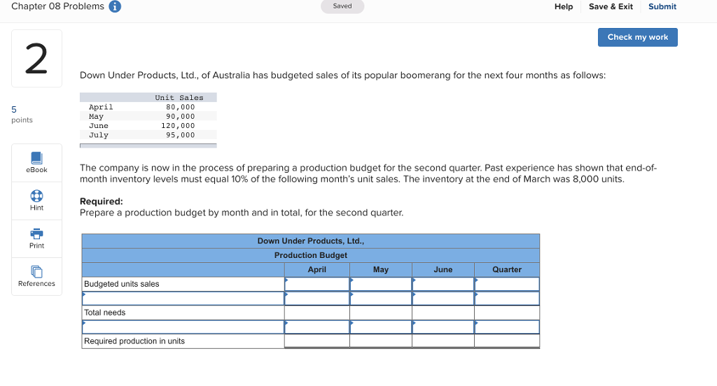  Chapter 08 Problems G Saved Help Save & Exit Submit Check