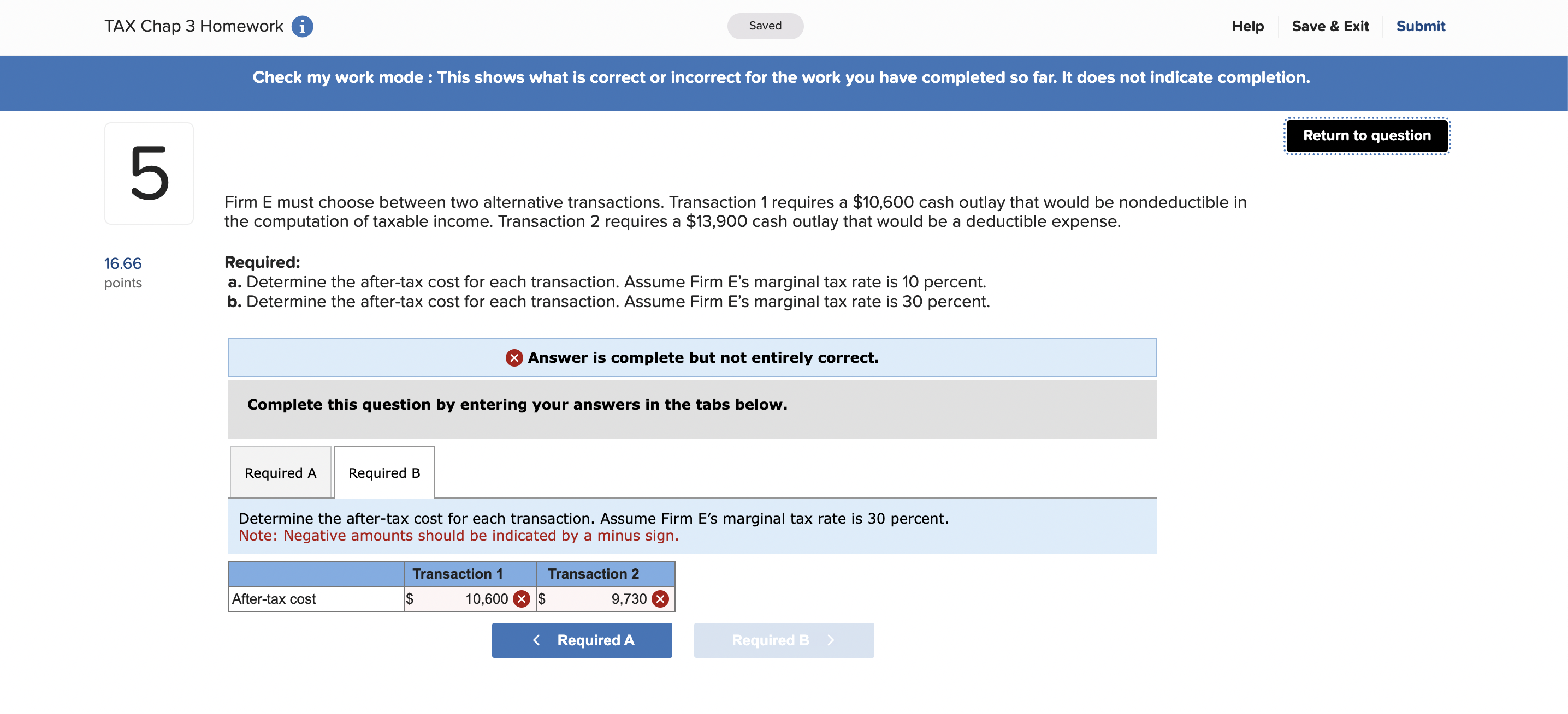 Firm E must choose between two alternative transactions. Transaction 1 requires