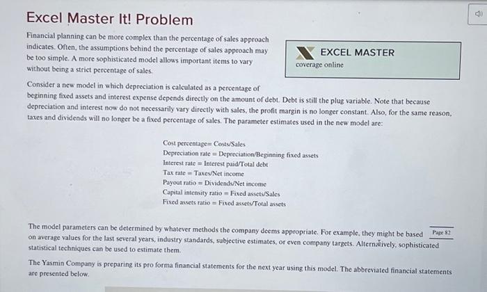 please solve it in excel Excel Master It! Problem Financial planning can