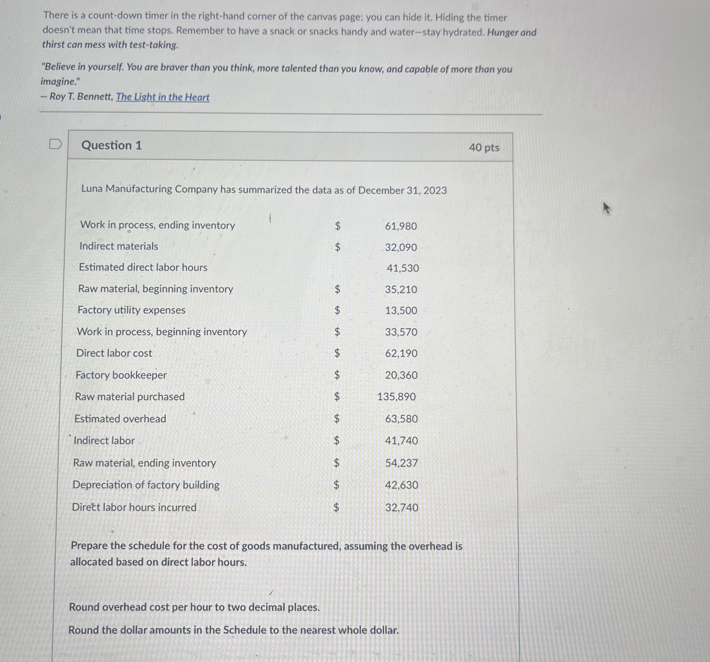  There is a count-down timer in the right-hand corner of the