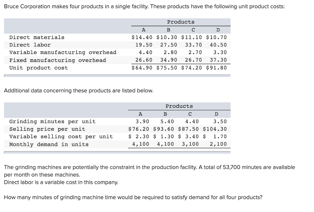 59120 53700 13740 Multiple Choice PRODUCT A PRODUCT B PRODUCT D PRODUCT