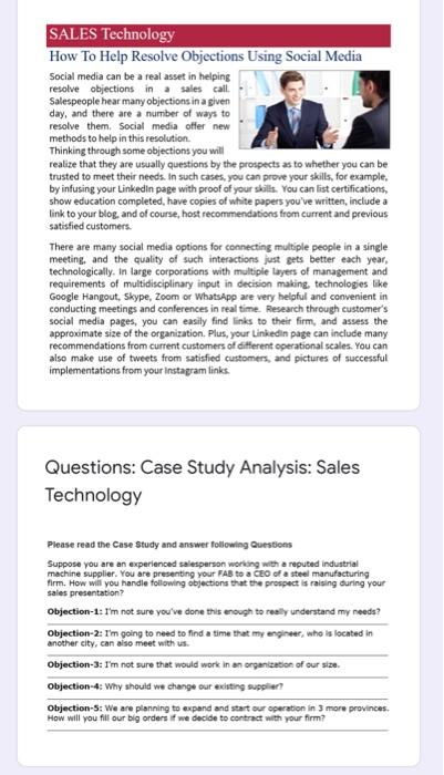  SALES Technology How To Help Resolve Objections Using Social Media Social