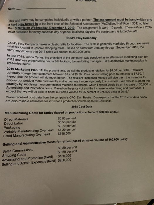  IN HUL Slapio). Name This case study may be completed individually