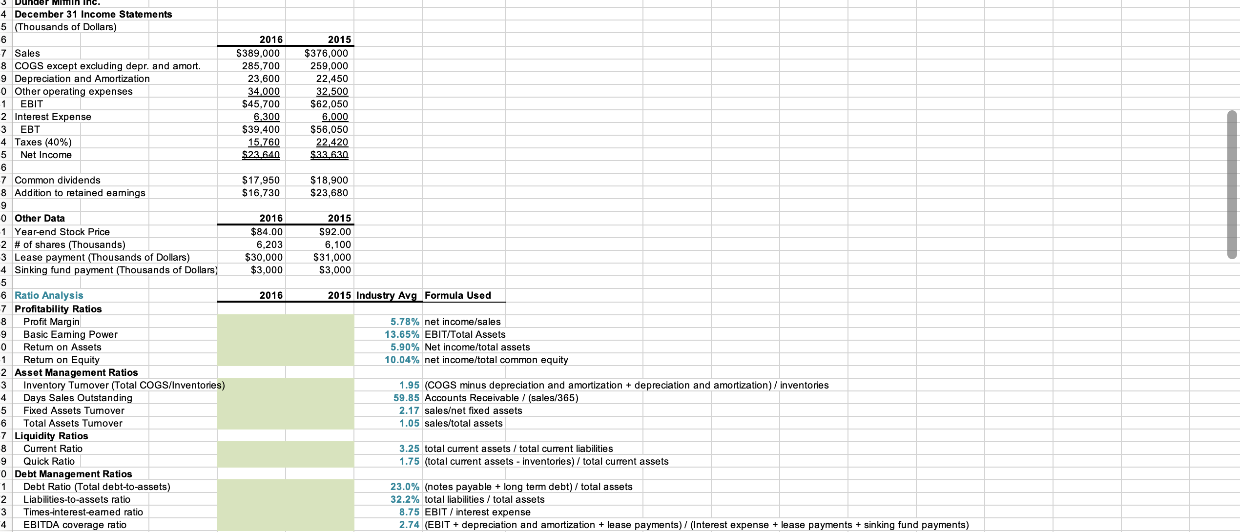 Excel Spreadsheet template. This assignment focuses on financial statement analysis and financial